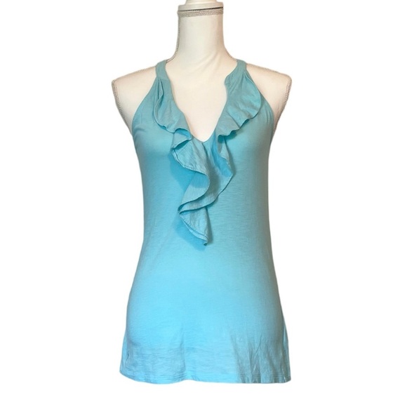 Lilly Pulitzer 100% Pima Cotton Ruffle V-Neck Halter Tank Top Women’s Small - Picture 2 of 12